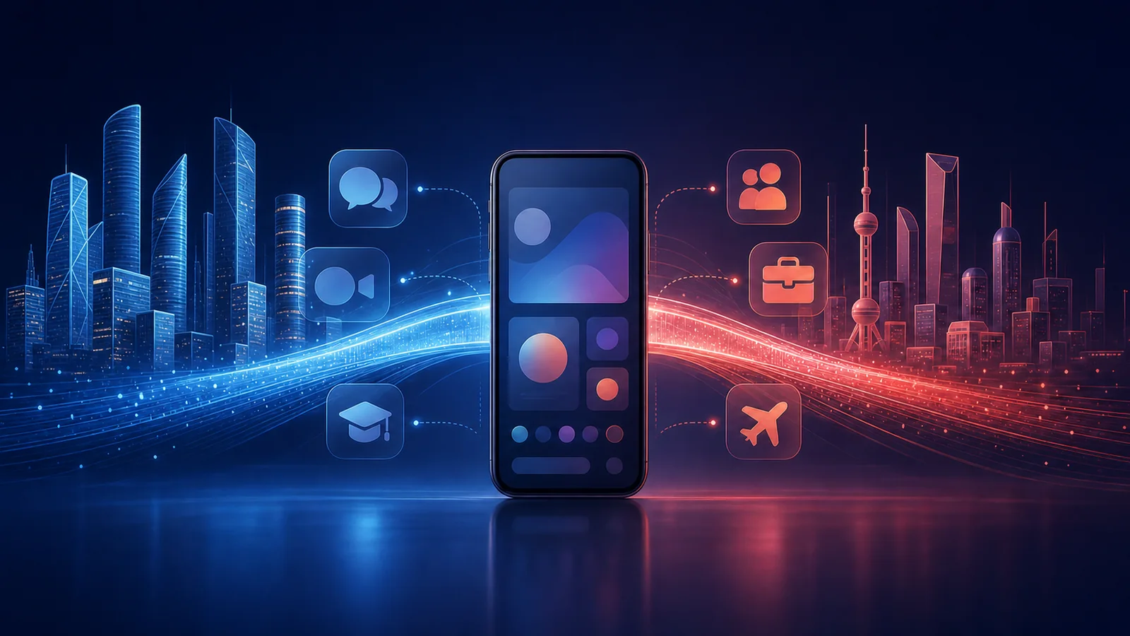 Иллюстрация российско-китайской цифровой коммуникационной платформы